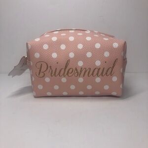 Bridesmaid Polka Dot Pink White Small Makeup Cosmetic  Bag